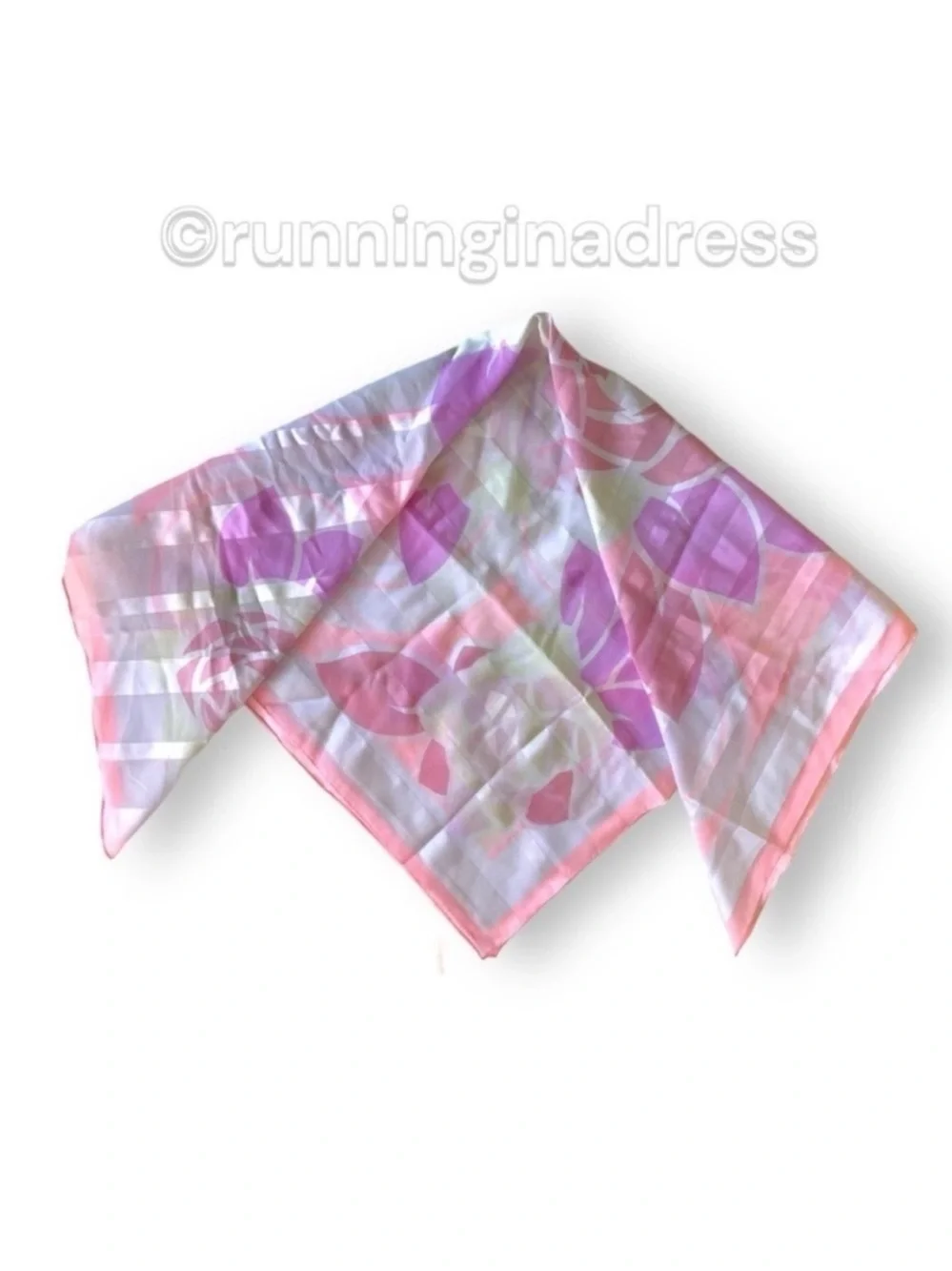 VTG 80s Deadstock Berkshire Handkerchief Co Pink Floral Scarf Italy 30x29.5 NWT
